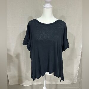 Pilcro Anthropologie NWOT Charcoal Grey Ruffle Sleeve Tee